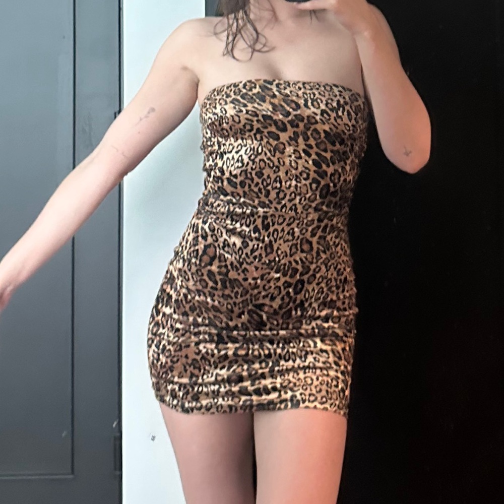 strapless dress Jagger & Stone leopard mini dressNWOT